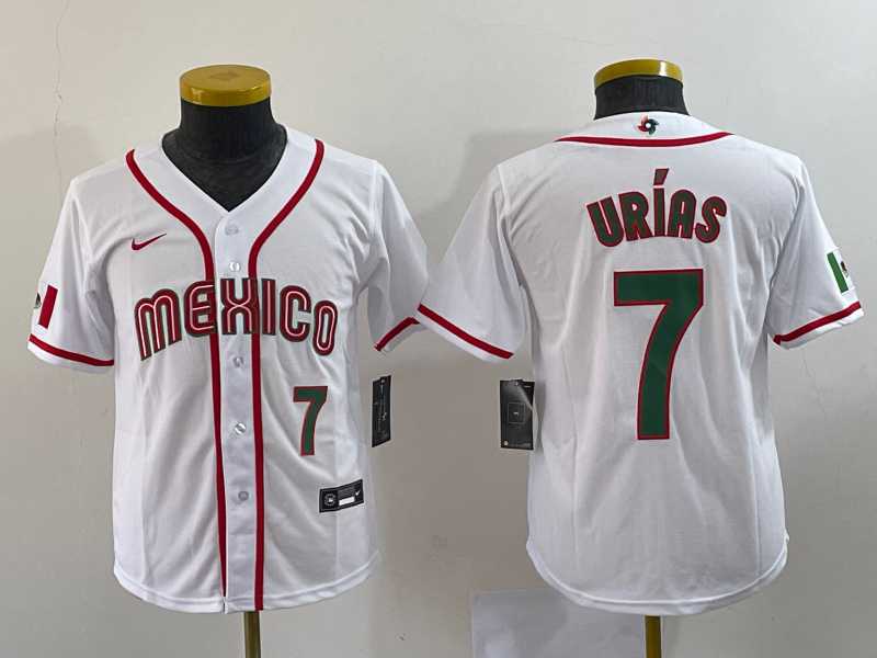 Youth Mexico Baseball #7 Julio Urias Number 2023 Red World Baseball Classic Stitched Jersey 3->2023 world baseball classic->MLB Jersey